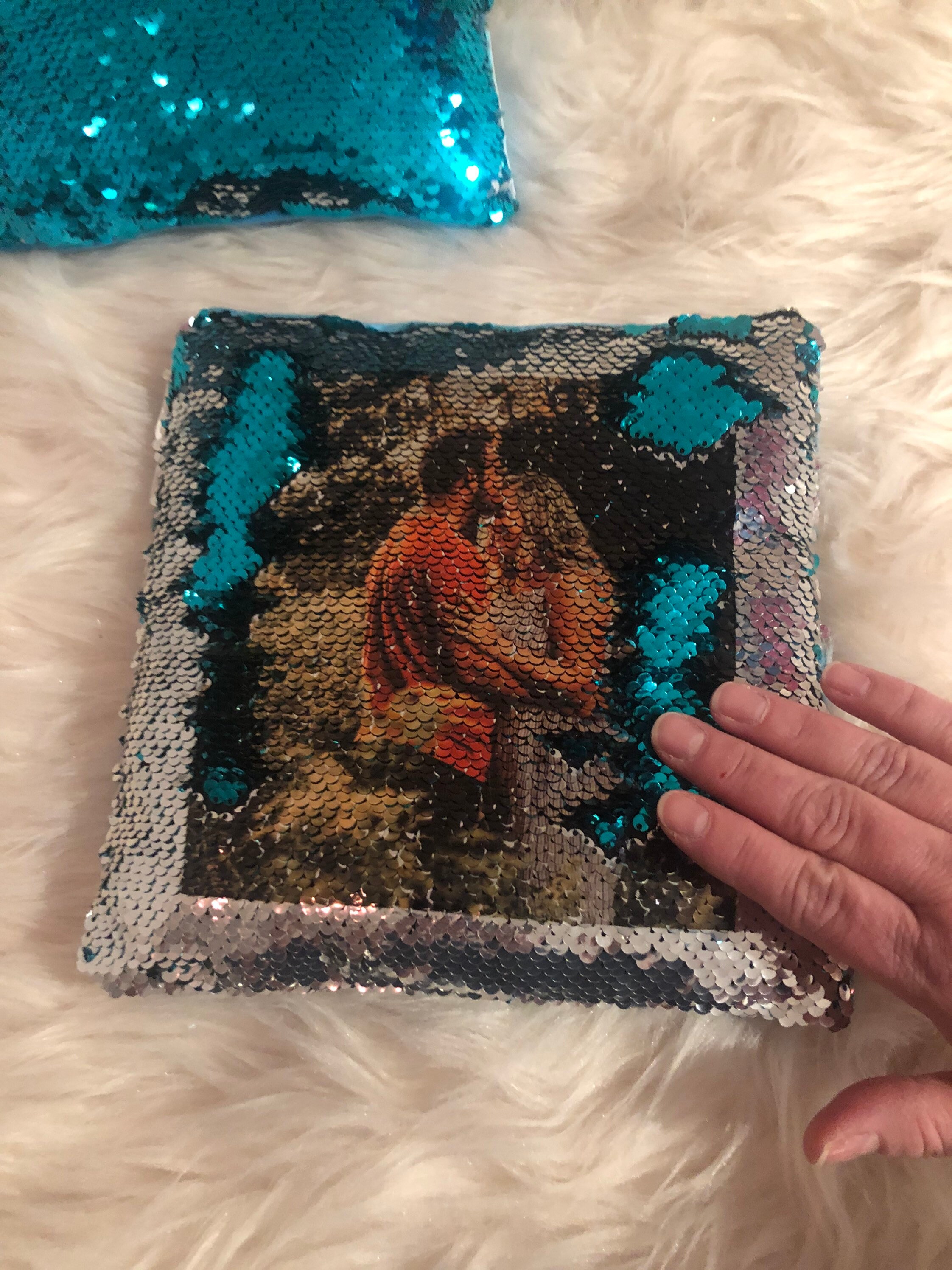 Custom Sequin Pillows. Personalized Gift. Your Photo Onto Sequin Pillow