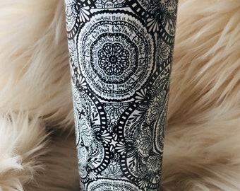 Inappropriate curse words mandala designed tumbler. 20 oz stainless steel tumbler with a beautiful mandala design. Swear words. Cuss words.