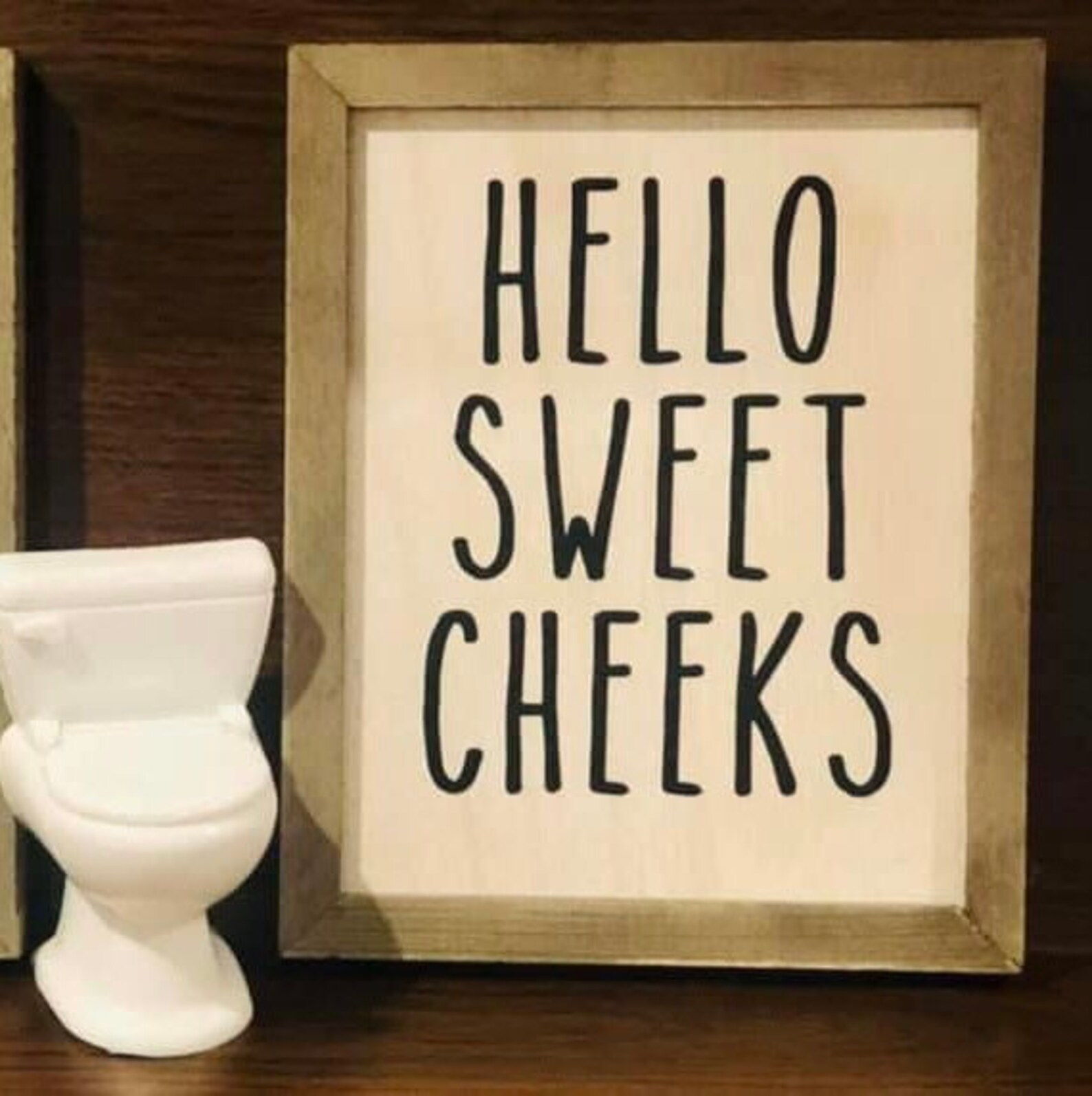 Custom Bathroom Decor. Hello Sweet Cheeks. Restroom Decor. Etsy