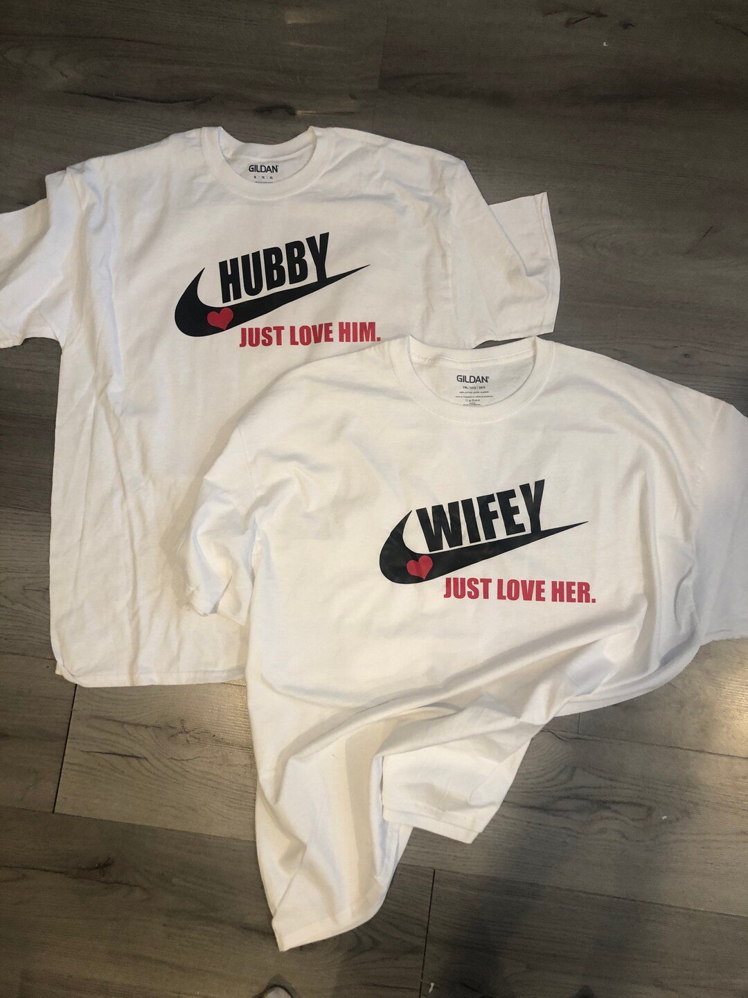 Custom Matching T Shirts. Hubby and Wifey T Shirt. Husband and Wife