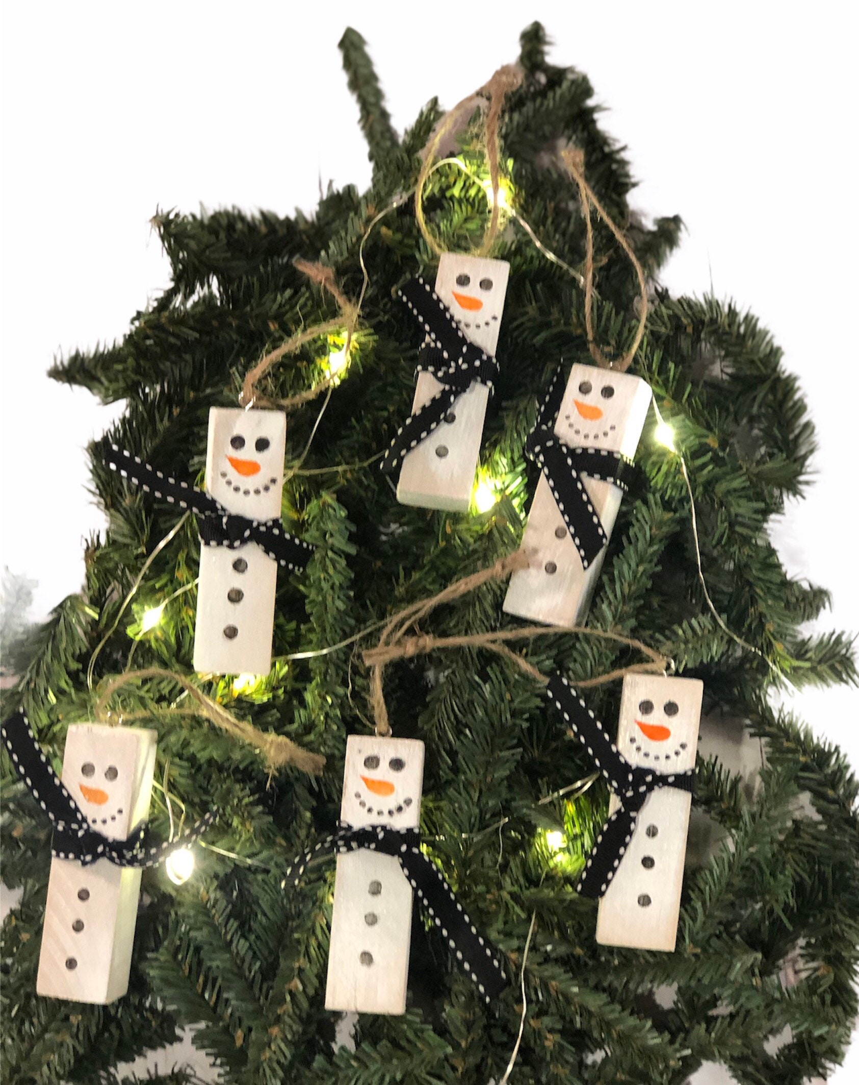 Set of 6 Adorable Jenga Blocks Snowman Christmas Tree Etsy