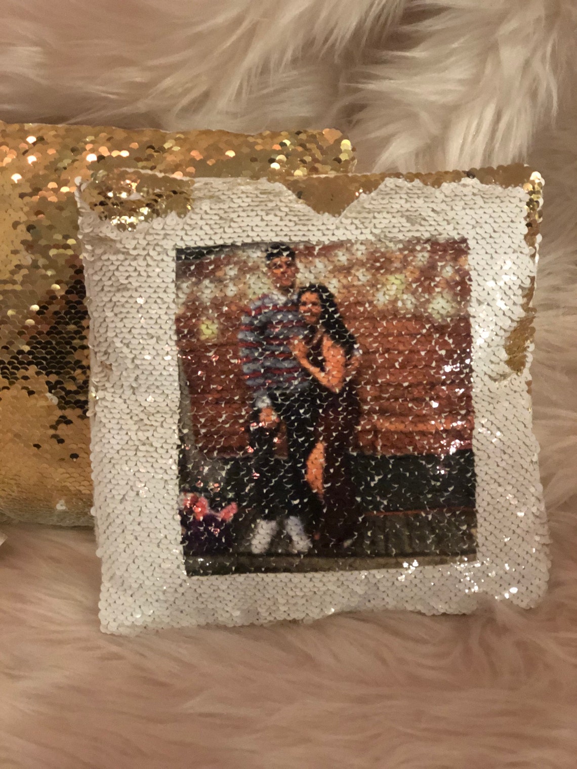 Custom Sequin Pillows. Personalized Gift. Your Photo Onto Sequin Pillow