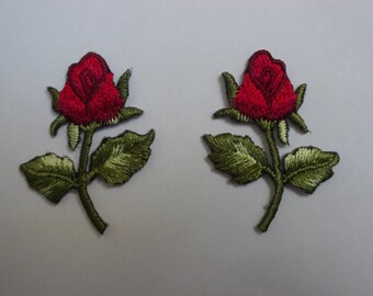 climbing rose Sew on Iron On patch 3/" x 1.5/"