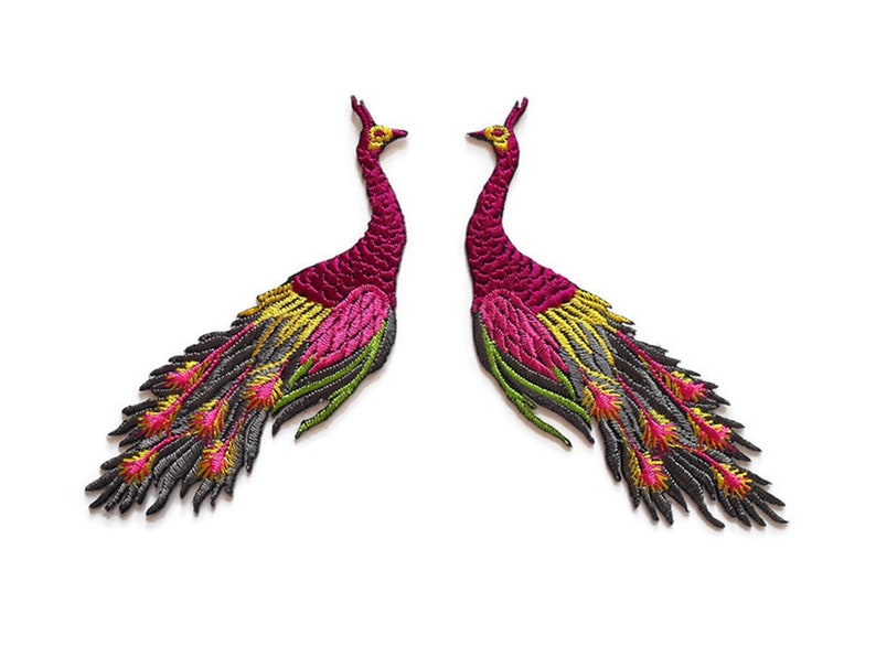 Green large phoenix patches applique patch motif iron on sew on bird peacock