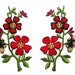 Flower Iron on / Sew on Applique - Floral Embroidered Patch - Cherry Red / Pear Green / Oat Tan - Glitter Gold - 6.5 x 11 cm - 1 pair(f/5-1)