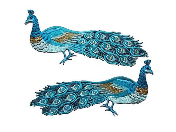 Green large phoenix patches applique patch motif iron on sew on bird peacock