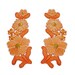 Floral Embroidery Applique - Flower Iron on Patch - Sew on, Glue on - Fabric Embellishment - Carrot Orange - 2" x 4.5" - 1 pair (f/26-3)