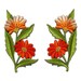 Embroidery Floral Patch - Iron on, Sew on Flower Applique - Orange, Cantaloupe - Glitter Gold - Green Leaf - 6 x 12 cm - 1 pair (f/3-2)