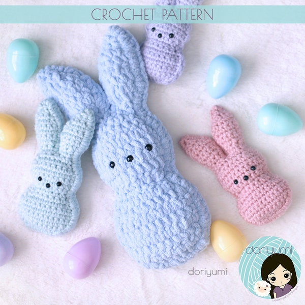 Chillin' with the Peeps Easter Crochet Pattern ~ Marshmallow Bunny Rabbits ~