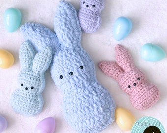 Chillin' with the Peeps Easter Crochet Pattern ~ Marshmallow Bunny Rabbits ~