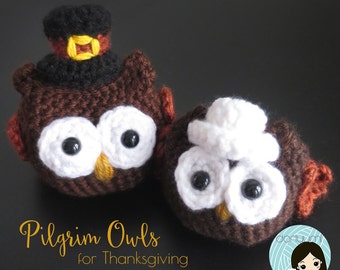 Pilgrim Owls for Thanksgiving Amigurumi Crochet Pattern