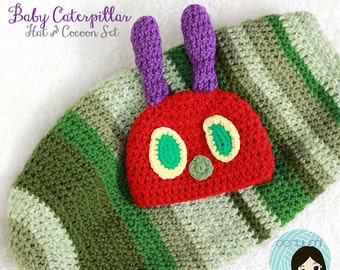 Baby Caterpillar Hat & Cocoon Set Crochet Pattern