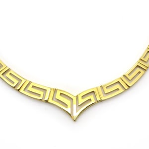 Greek Key Gold Necklace, 14K Solid Gold Necklace, Greek Meander Necklace, Yellow Gold Necklace, Greek Necklace Jewelry, Delicate Necklace