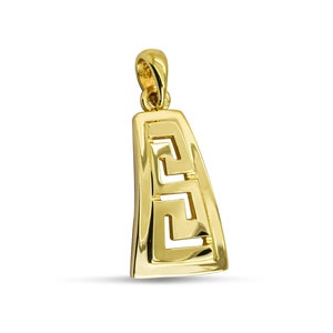 Greek key Gold Pendant, Greek Meander Charm, 14K Solid Gold Pendant