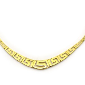 Greek Key Gold Necklace, 14K Solid Gold Necklace, Greek Meander Necklace, Yellow Gold Necklace, Greek Necklace Jewelry, Delicate Necklace