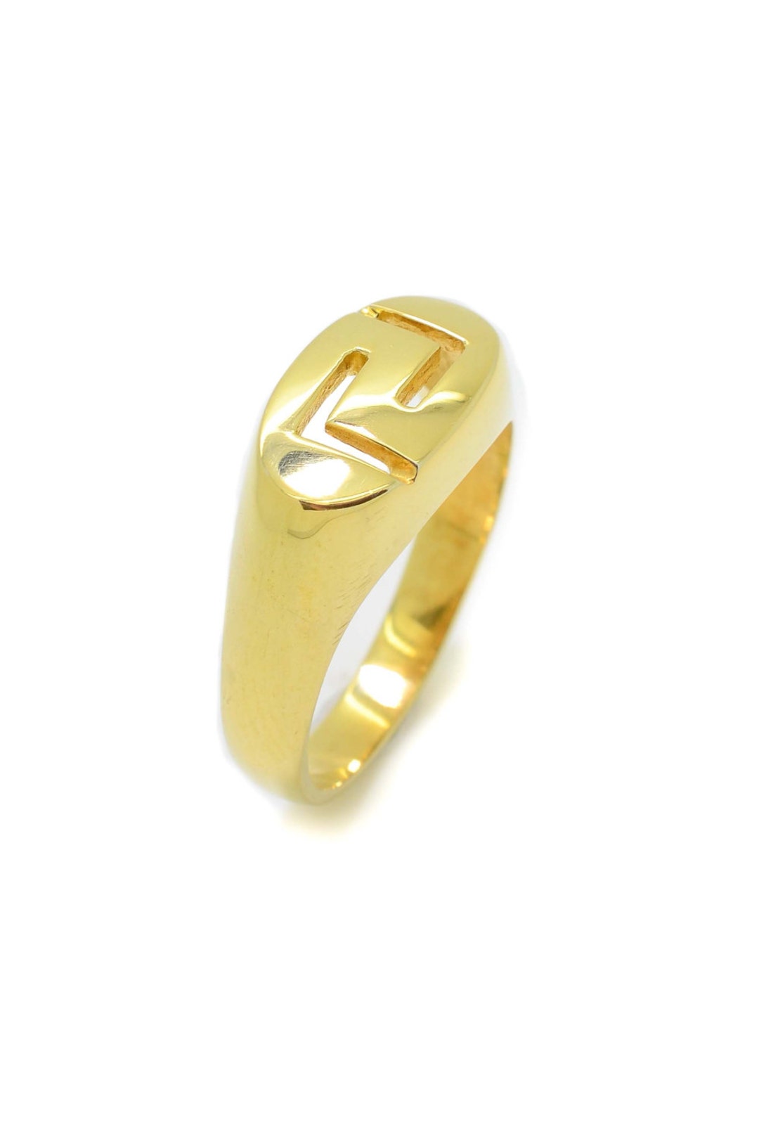 Mens Wedding Gold Ring Meander Solid Gold Ring Greek Key Etsy