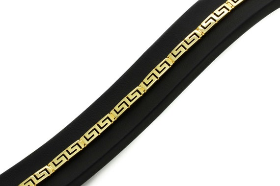 14k Solid Gold Greek Key Bracelet, Handmade Meander Jewelry