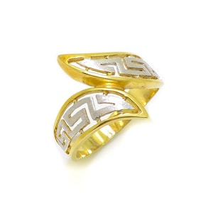 Greek Meander Gold Ring, Offset Ring, Solid Gold Ring, Greek Key Ring, Fine Greek Jewelry, 14k Solid Gold Ring, Yellow Gold, luxury Gift