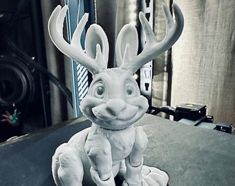 Adorable 3D Printed Jackalope with Articulated Body and Limbs