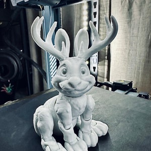 Adorable 3D Printed Jackalope with Articulated Body and Limbs