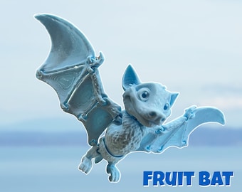 3D printed Fruit Bat, fully articulated, wings flap with included rubber bands, super cute!