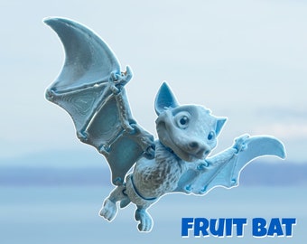 3D Printed Fruit Bat: Articulated Flapping Wings, Display Stand Included