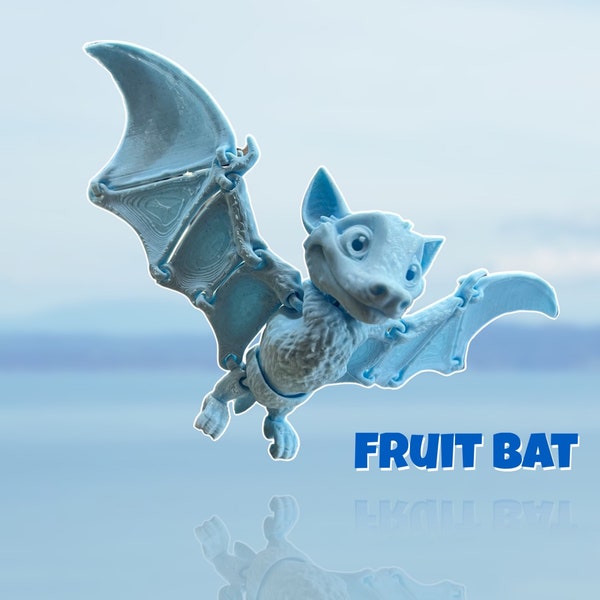 3D printed Fruit Bat, fully articulated, wings flap with included rubber bands, super cute!