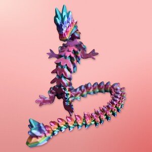 Gemstone Dragon, 15-26 inches, Articulated 3D print, made to order