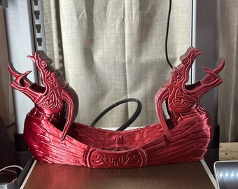 Double Headed Viking Dragon Longboat Dice Tower - Epic RPG Adventure