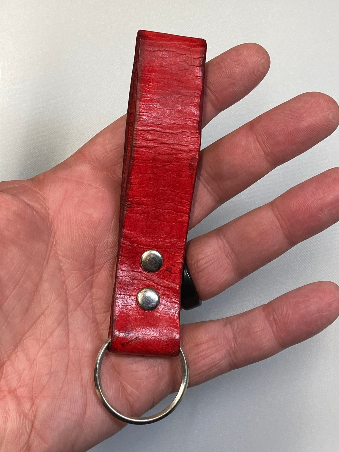 Red Leather Belt Loop Key Chain One of a Kind Zombie Etsy