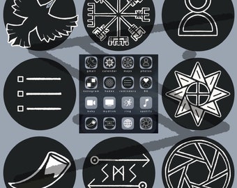 Norse iPhone/iOS shortcut icons for custom Home Screen (digital download)