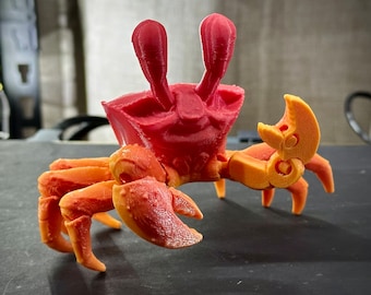 Sand Crab, Ghost Crab, 3D-geprint, flexibel gearticuleerd en beweegbaar ontwerp, op bestelling gemaakt