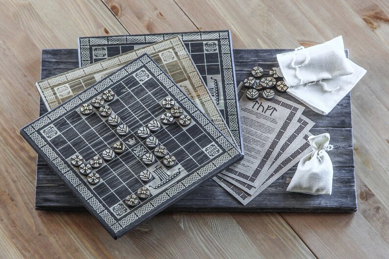 Hnefatafl 9x9 Historical Board Game Decorated With Ornament Etsy