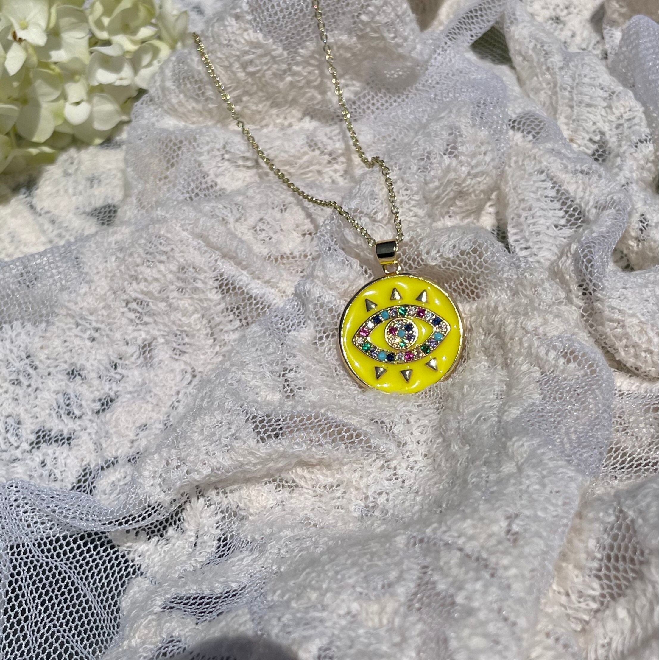 Yellow Evil Eye Necklace - Etsy