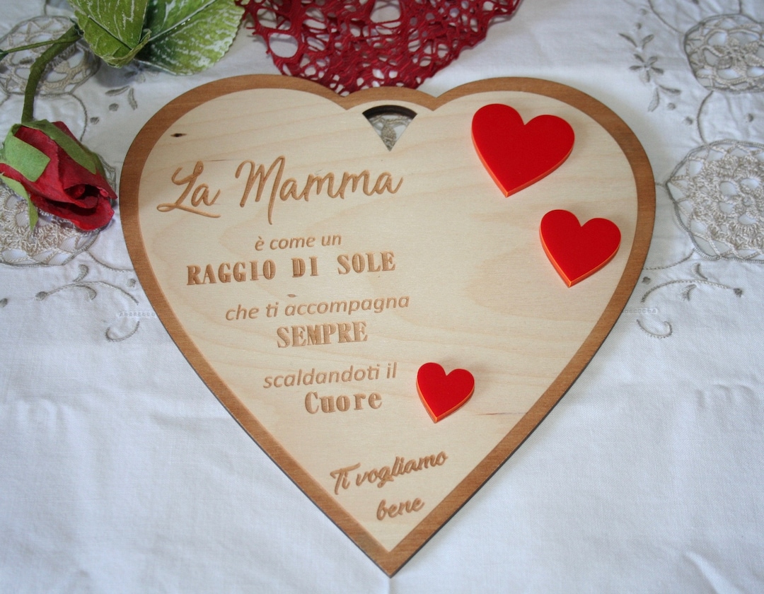 Targa A Forma Di Cuore In Legno Per Mamma, Regalo Personalizzato Per Natale O Compleanno, Placca Con Messaggio Dolce Per Decorazione Casa