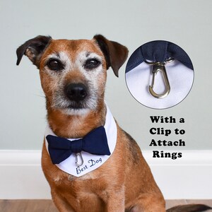 Custom ring bearer dog, Personalised wedding dog outfit, Dog wedding attire, best dog bandana, Dog bow tie, pet wedding guest, Navy white