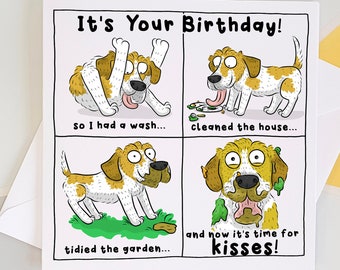 Birthday Card From The Dog, Card From Dog, Happy Birthday From Dog, Dog Kisses, Card From Dog, Gift From Dog, Funny Dog Card,Dog Licks Card