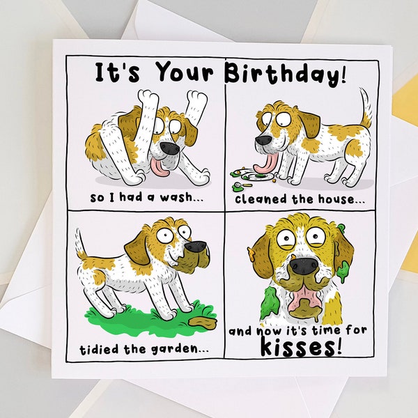 Birthday Card From The Dog, Card From Dog, Happy Birthday From Dog, Dog Kisses, Card From Dog, Gift From Dog, Funny Dog Card,Dog Licks Card