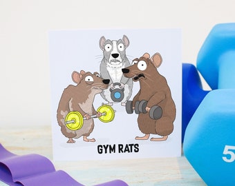 Gym Rat Card, Fitness Card, Funny Workout, Gym Card, Weight Training, Dumbbells, Barbell, Funny Rats, Fitness Training, Kettlebell, Gym Wife