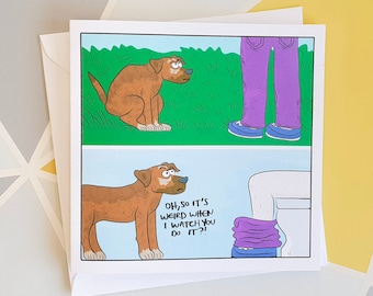 Funny Dog Card, Funny Comic Card, Dog Poop, Dog Owner Card, Dog Birthday Card, Silly Birthday Card, Rude Card, Toilet Birthday Card