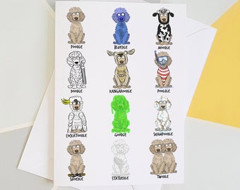 Poodle Card, Poodle Birthday Card, Funny Dog Card, Poodle Gift, Poodle Lover, Poodle Owner, Cartoon Dog Card, Dog Puns, Poodle Drawing