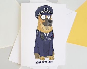 Custom Police Card, Police Gifts, UK Police, German Shepherd, Funny Dog, Police Dog, Law Enforcement, Constable, Dog Uniform