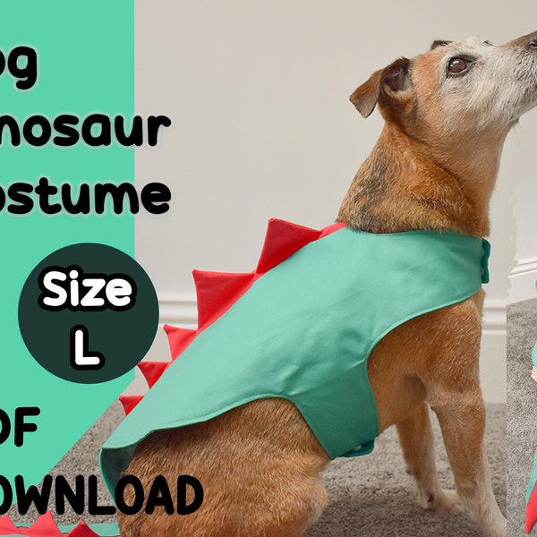 Dog Dinosaur Costume Sewing Pattern And Instructions, Size Large, PDF Sewing Pattern, Digital Download, DIY Dog Costume, Dog Dinosaur