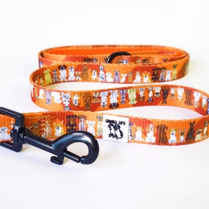 Orange Cartoon Dog Lead – Fun, Colourful, and Durable Dog Leash with Cartoon Dogs Print