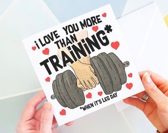 Leg Day Card, Fitness Valentines, Gym Card, Exercise Training, Fitness Training, Dumbbell Card, Workout Card, Weight Training, Gym Crush