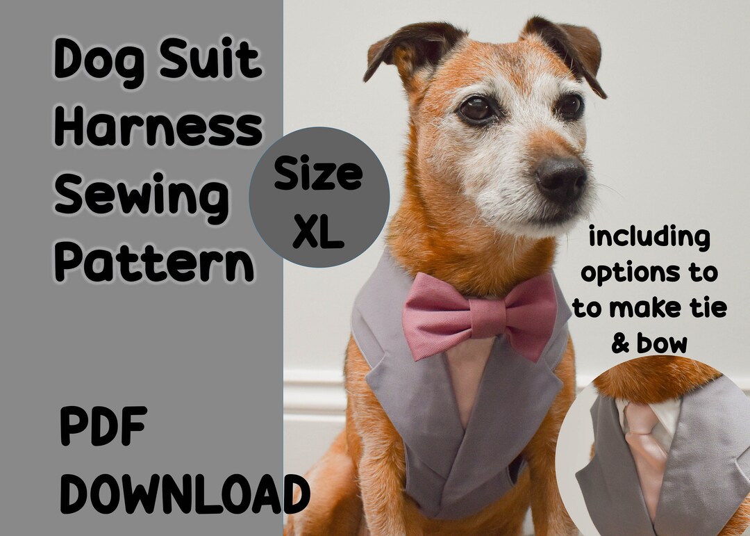Dog Suit Harness Sewing Pattern, Size EXTRA Large, Dog Tuxedo DIY