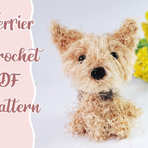 Crochet long haired Terrier Pattern, amigurumi dog Yorkie, Dog Stuffed Animal tutorial, Instant download PDF, mini plush puppy, cute gift
