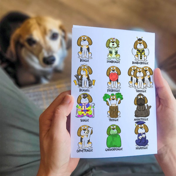 Beagle Card, Beagle Birthday Card, Funny Dog Card, Beagle Gift, Beagle Lover, Beagle Owner, Cartoon Dog Card, Dog Puns, Beagle Drawing