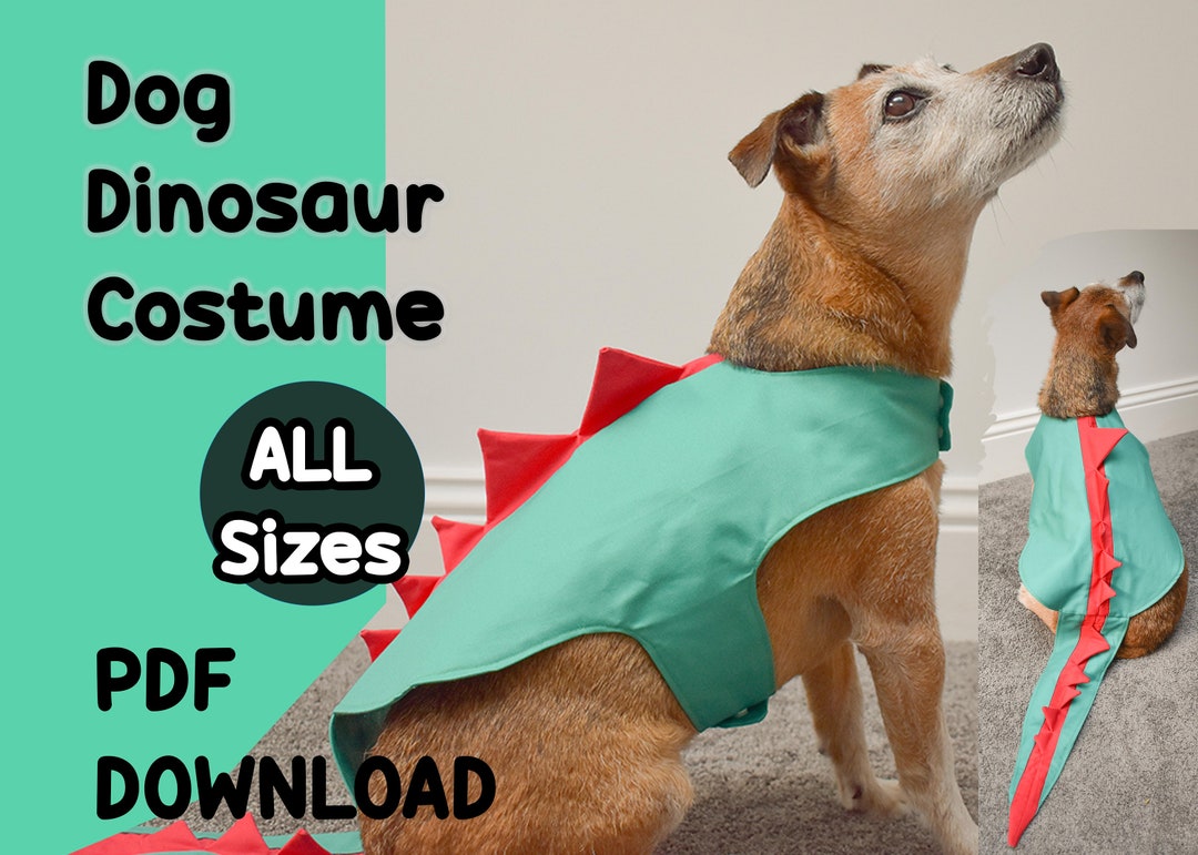 Dog Dinosaur Costume Sewing Pattern, Bundle All Sizes XXSL, Dog Outfit
