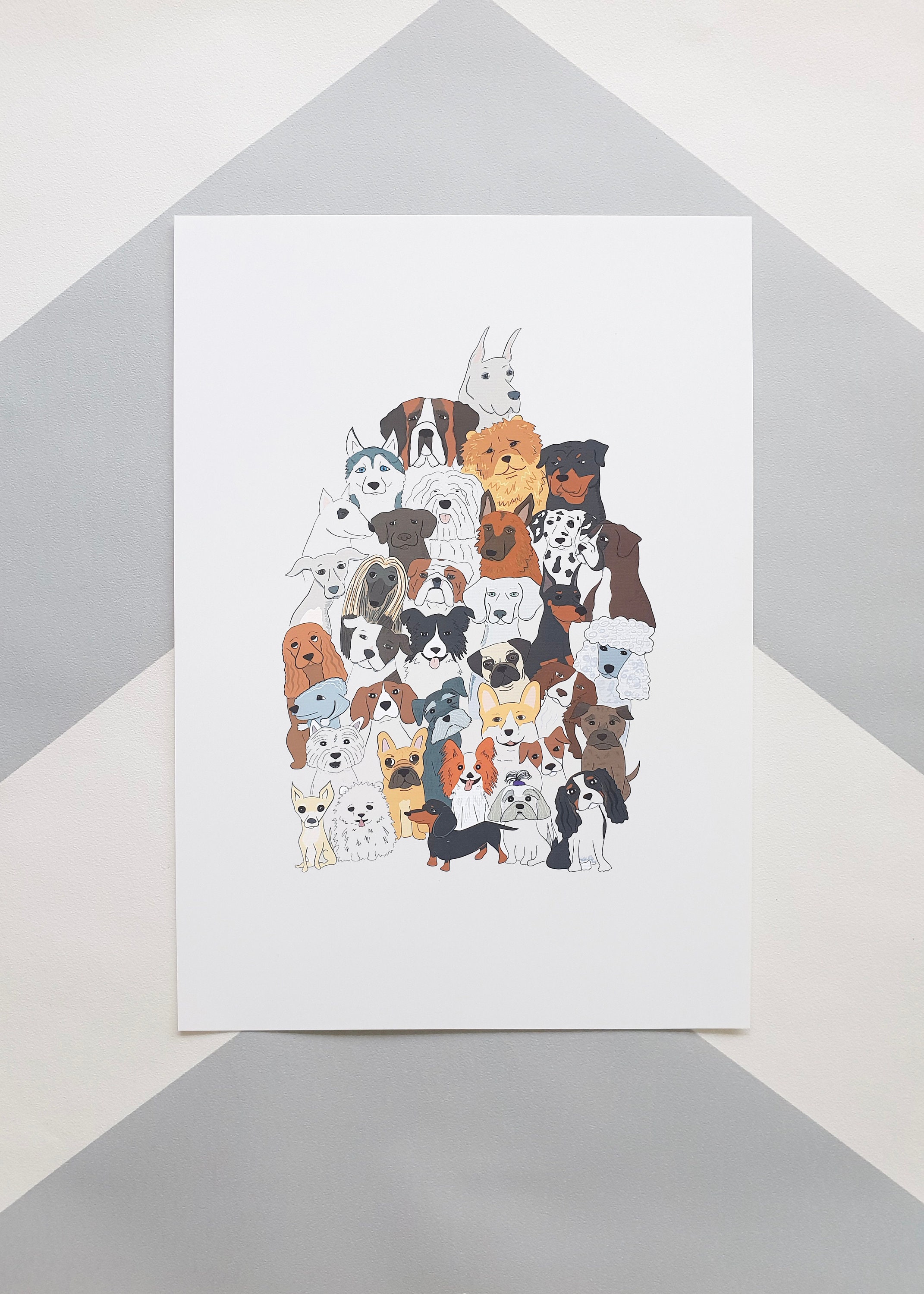 Dog Art Dog Gift Dog Decor Dog Breed Print Multiple Dog Etsy